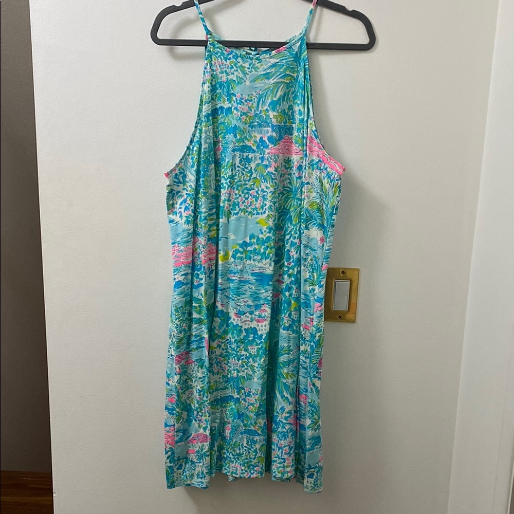 Lilly Pulitzer Margot Dress Sunshine City Gustavia Green  Tropical Dress